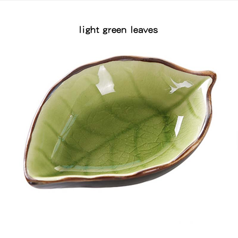 Keukengerei Snack Kleine Plaat Voor Voedsel Keramische Kant Dishe Servies Fruitschaal Saus Dishe Serveren Cartoon Tafel Decoratie: light green leaves