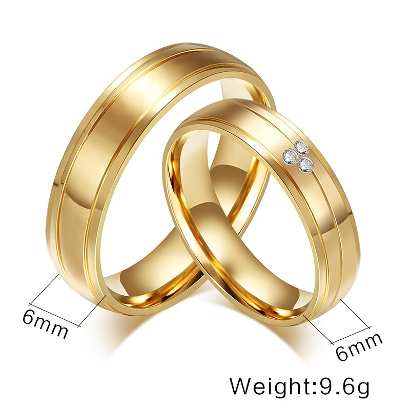 10Stck/viele Gold-Farbe Paar Ring mit AAA+ CZ rostfrei Stahl Engagement zur Verfügung stellen mischen Größe