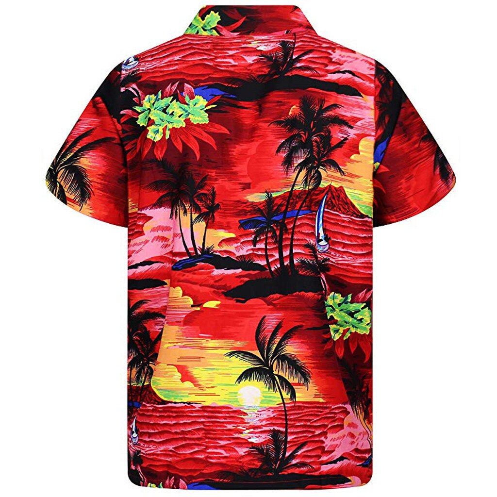 Mannen Shirt Zomer Mode mannen Casual Knop Hawaii Print Beach Korte Mouw Snel Droog Top Blouse Hawaiian Shirt Heren katoen