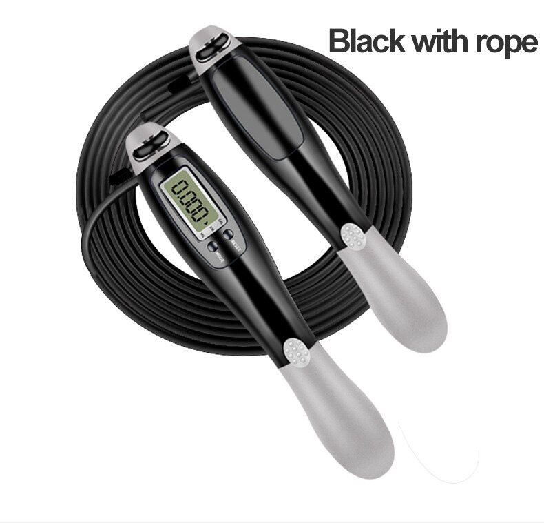 Cuerda de saltar electrónica inalámbrica para gimnasio, comba inteligente para Fitness, Crossfit, con pantalla LCD, contador de salto de velocidad: long rope black