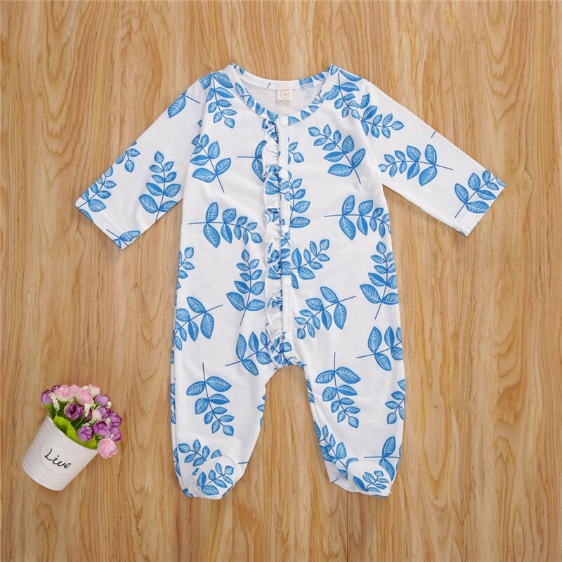 0-24M Baby Lange Jumpsuit Lente Herfst Pyjama Pasgeboren Casual Lange Mouwen Button Down Romper Voor Baby Jongens meisjes Nachtkleding Gewaden