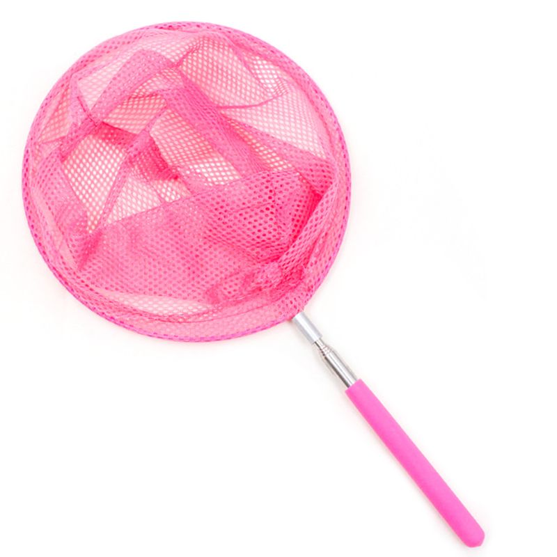 Kids Anti Slip Grip Telescopic Butterfly Net Extendable for Catching Bugs Insect: Pink