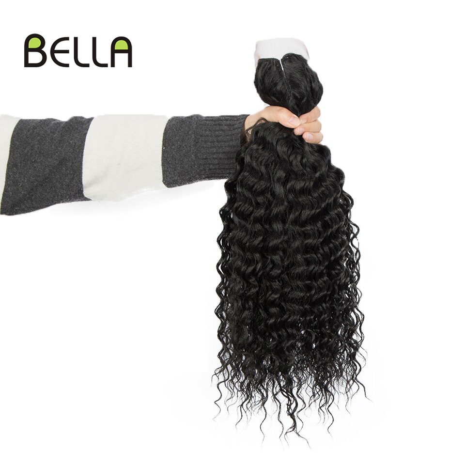 Bella-extensiones de cabello rizado sintético para mujer, mechones de pelo ondulado con cierre, color marrón degradado de 20 pulgadas, 9 unids/paquete