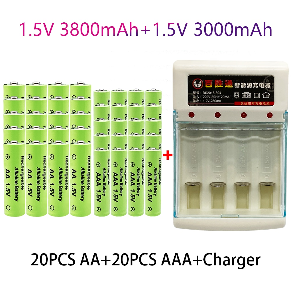 Batterie Rechargeable 100% originale, 1.5 V AA3.8Ah + AAA3.0Ah, NI-MH 1.5 V, pour horloges, souris, ordinateurs, jouets,