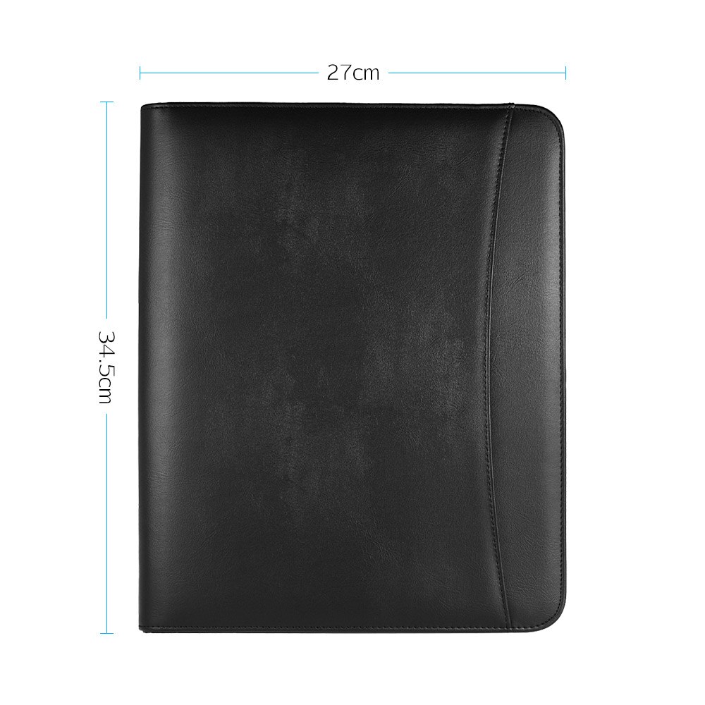 A4 Portfolio Zippered Multifunctional Padfolio File Organizer with Writing Pad Card Pockets for Business Office
