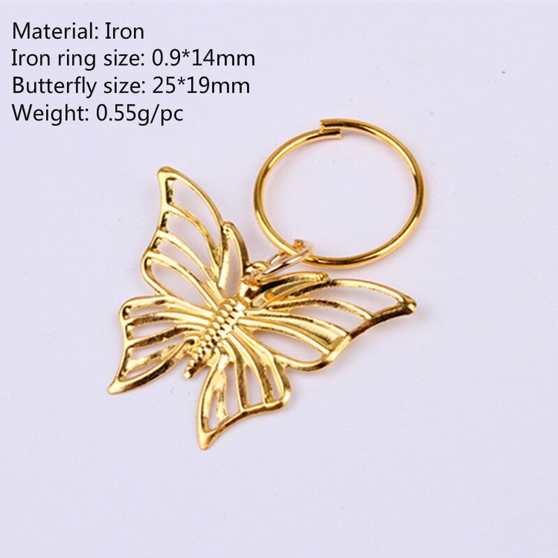 5 uds. De anillos ajustables para el cabello, tubos de mariposa hueca, cuentas de Rastas, trenza de pelo de aleación dorada, Clip para decoración del cabello