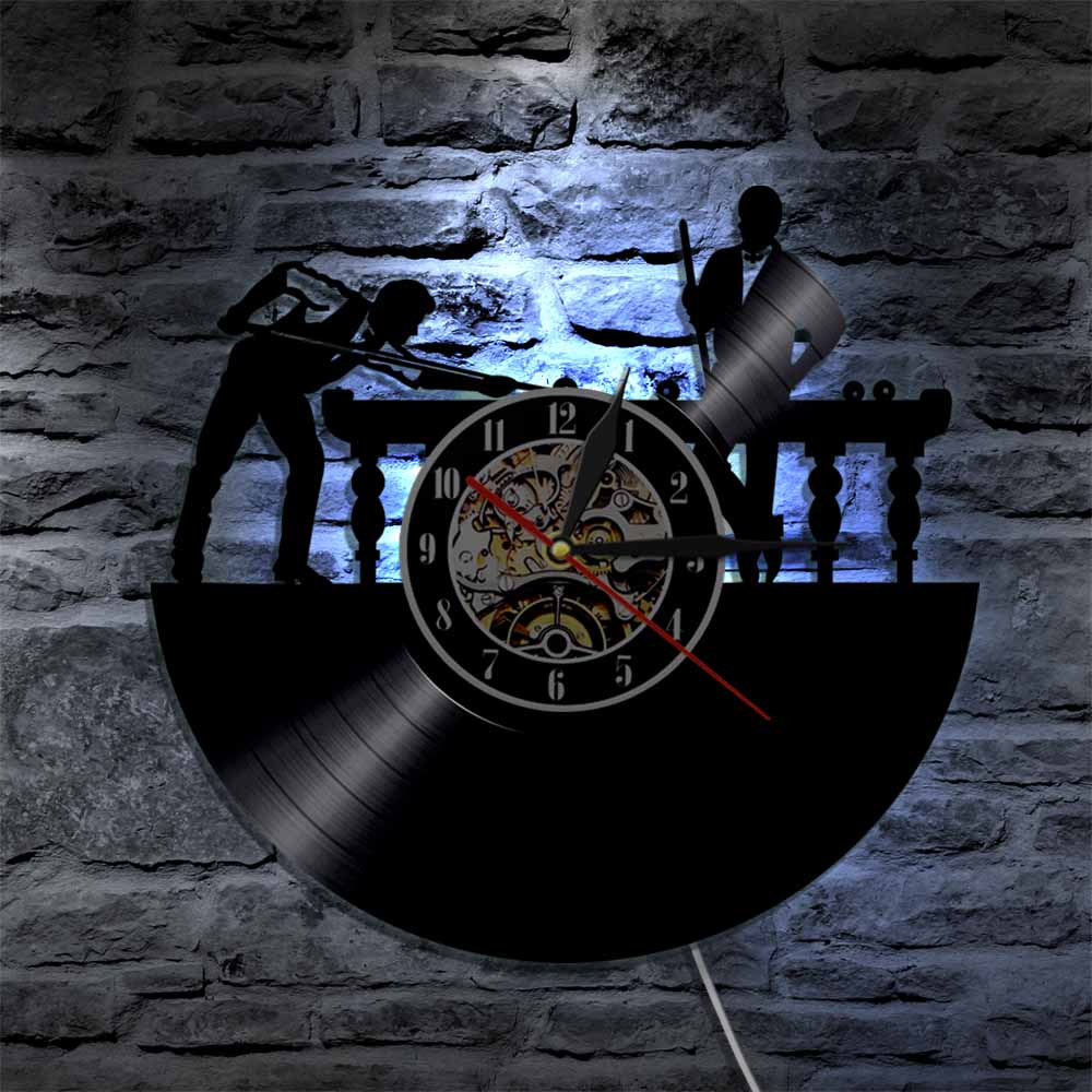 Billiard Balls LED Wall Clock Pool Snooker Sports Vinyl Record Wall Clock Modern Unique Pool Billiards Snooker Room Decor