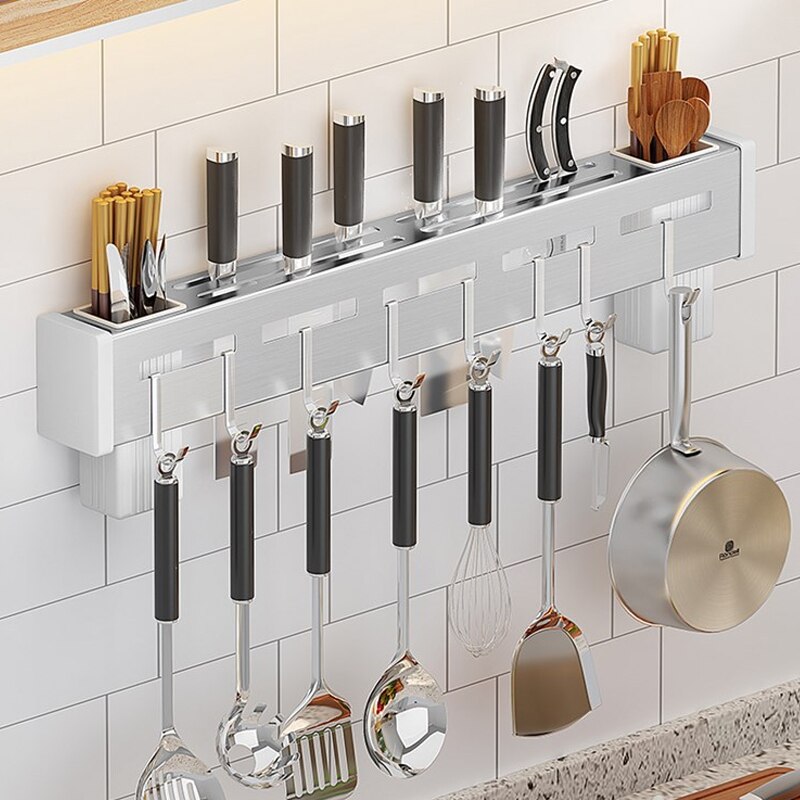 Rack Free Punching Rack Knife Holder Chopstick Holder Household Multi Functional Wall-Mounted Knife Holder Storage Rack Assembly
