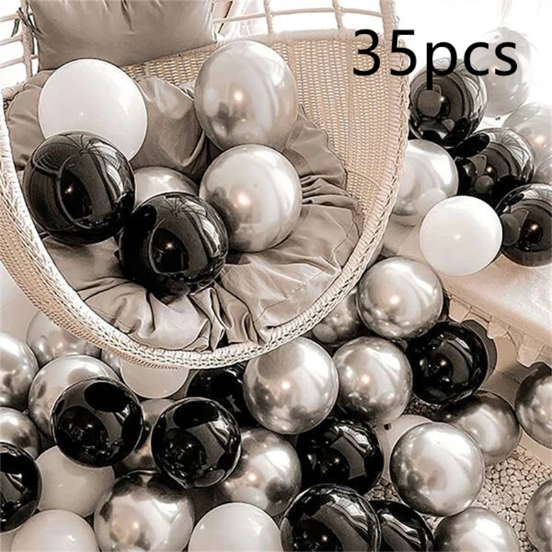 16pcs Black Metallic Sequin Balloons for Birthday Wedding Graduation Party Balloon Decoration