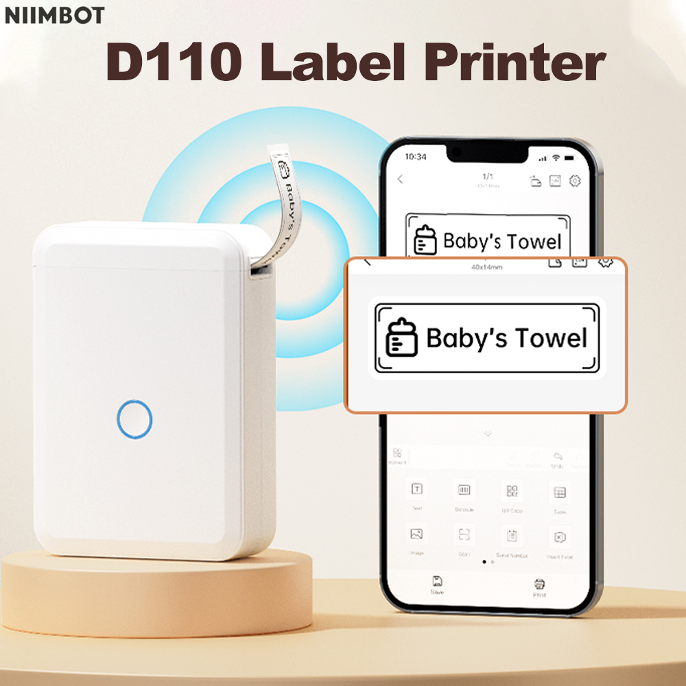 Niimbot D110 Portable Mini Printer Thermal Adhesive Sticker Label Printer Inkless Pocket Label Maker UV Printer For Mobile Label