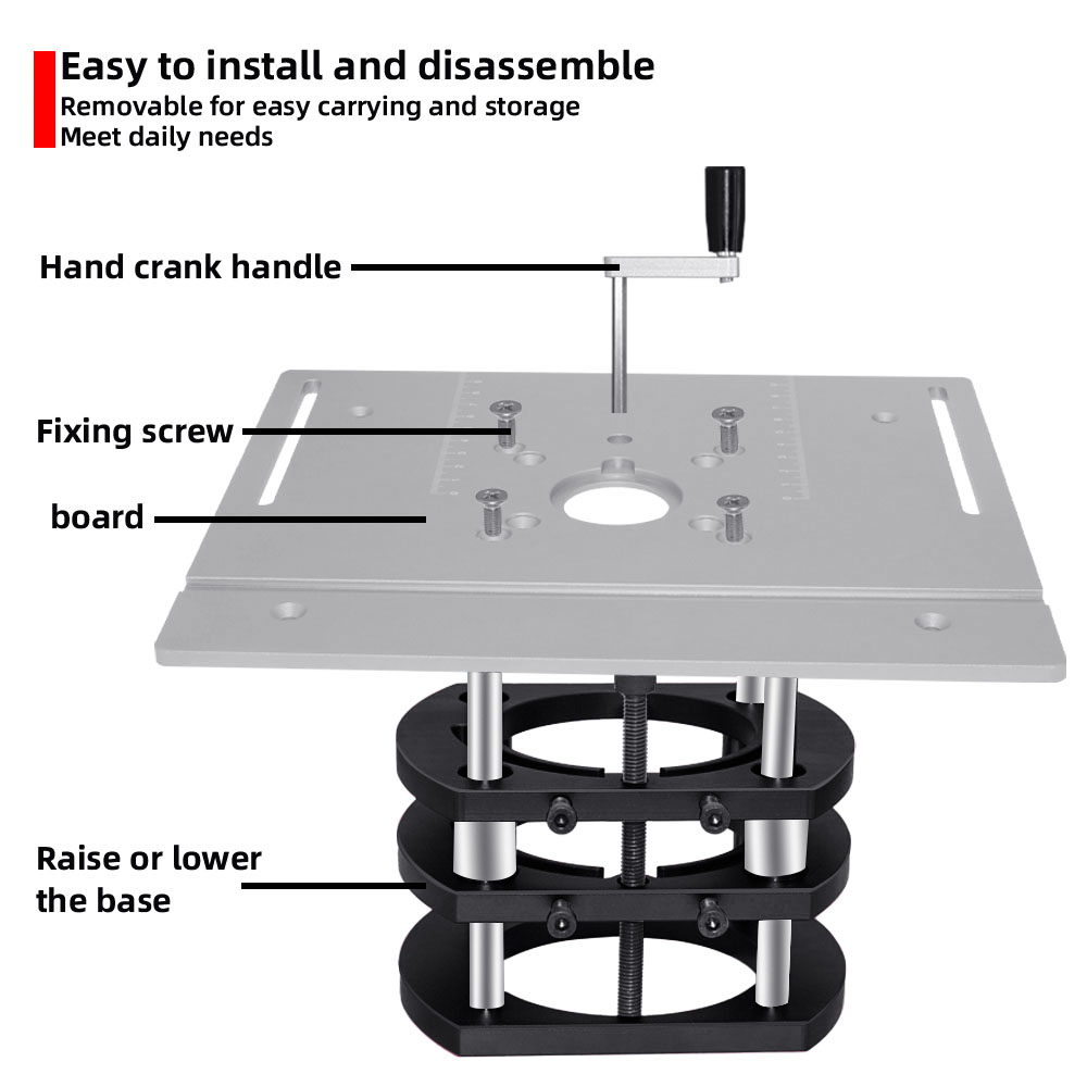 Inzetplaat voor houtbewerkingsfreestafel, hefbasis, freeslift voor motoren met een diameter van 65mm inch, voor houtfreeswerkbanken.