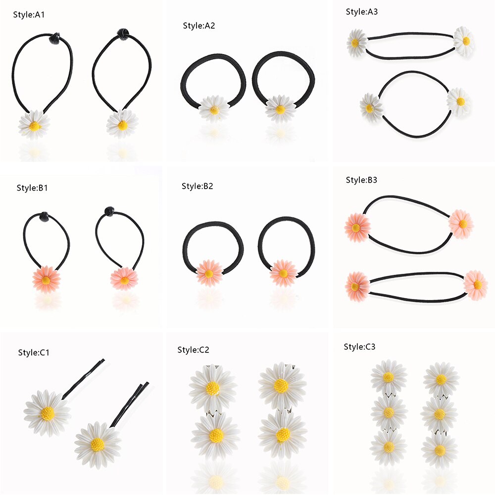Mini coletero con de margaritas para niña y mujer, accesorio elástico para el cabello, 2 unidades