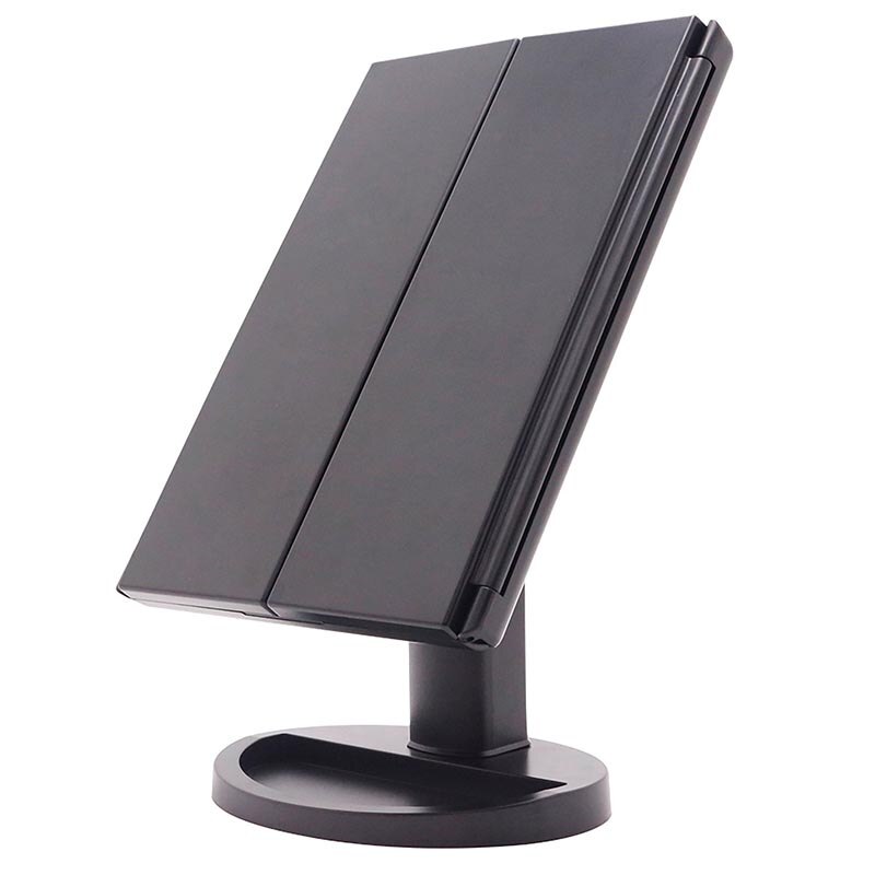22 LED Touch Screen Light Makeup Mirror Table Desktop Makeup 1X/2X/3X/10X Magnifying Mirrors Vanity 3 Folding Adjustable Mirror: Black