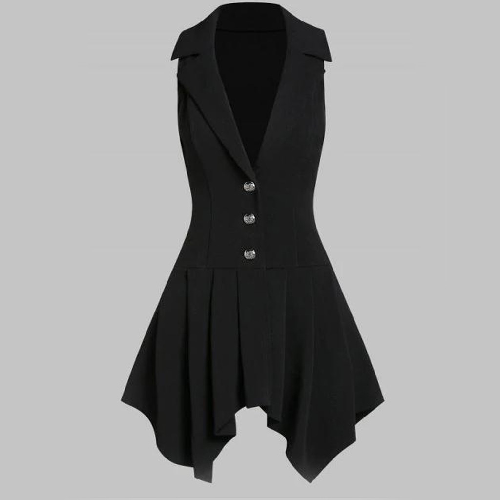 Gilet asymétrique sans manches femme | , pour travail au bureau, mince et décontracté, à boutons solides, kamizelka damska,