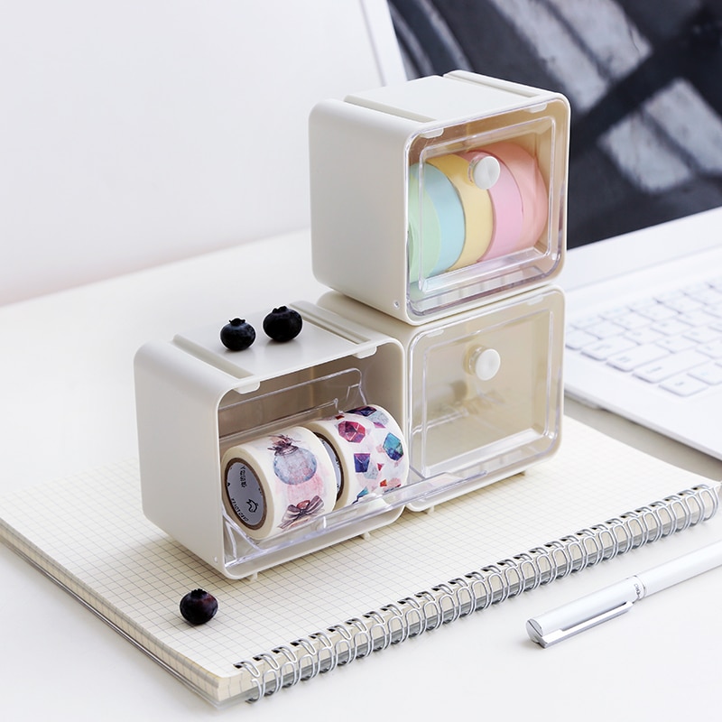 Japansk washi tape dispenser cutter kontor arrangør gennemsigtig papirvarer holder