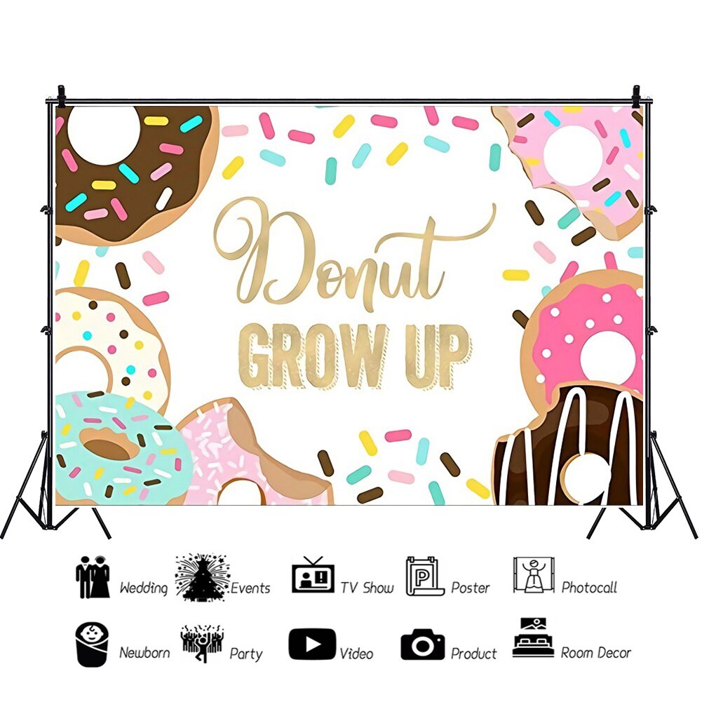 Party Backdrops Cute Doughnut Candy Photography Backdrop Photo Studio Video Background Theme Photo Decor