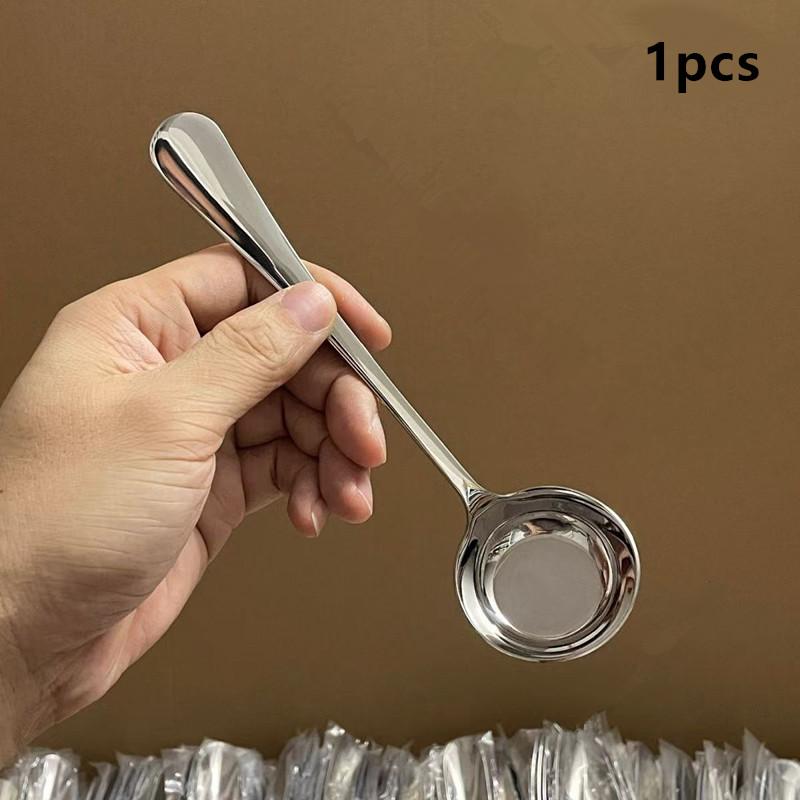 1/2 stuks roestvrijstalen lepel met lange steel - platte bodem food-grade duurzaam schoon te maken voor rijstsoepnoedels dessert: Lichtgrijs