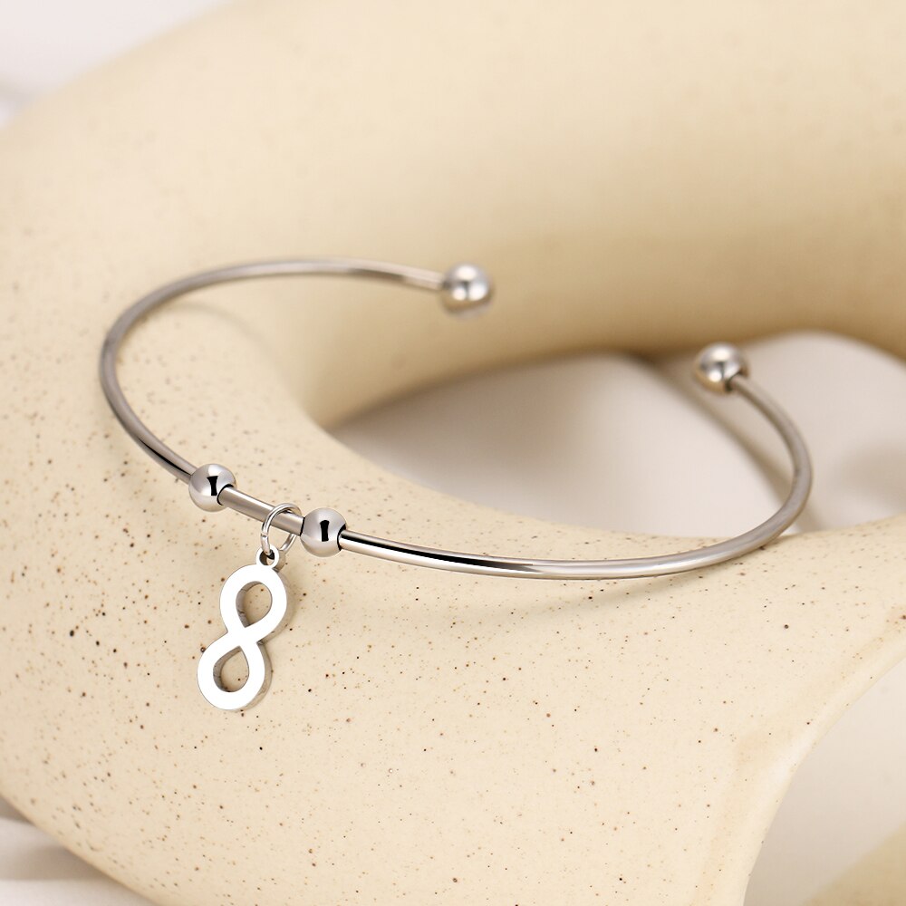 CACANA 316L Stainless Steel Open Bracelet Gold Color Number "8" Simple Trendy Jewelry For Women Bracelets Wedding Party