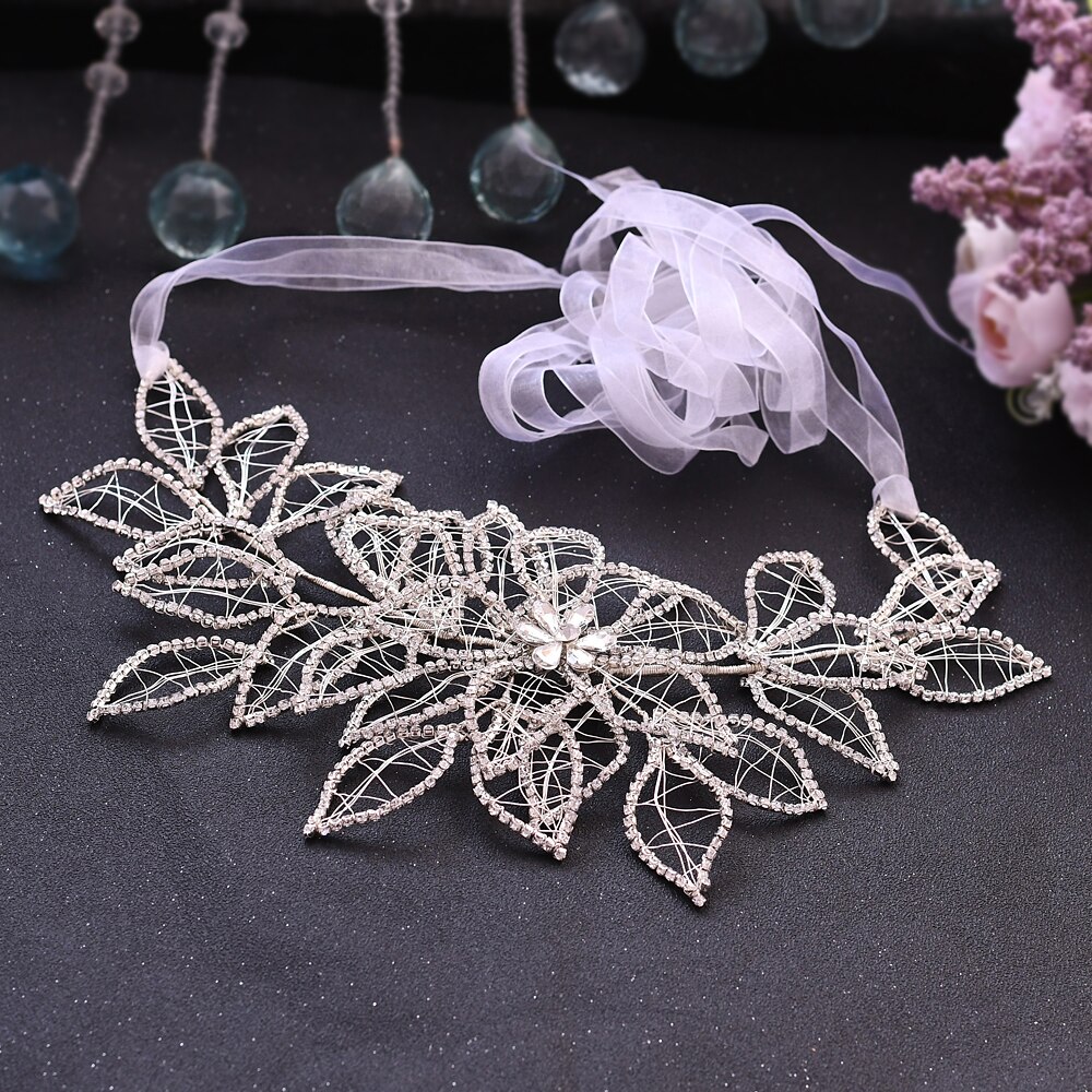 TRiXY SH256-S Silver Diamond Wedding Dress Belt Waist Belt with Rhinestones Luxury Sparkly Belts for Women Dress Satin Sash Belt: white orgaza