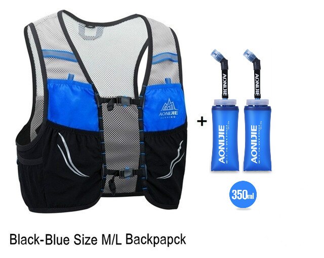 AONIJIE-Chaleco de hidratación ligero C932, bolsa para deportes al aire libre, senderismo, Maratón, 350ml: blue vest ML 2Flask