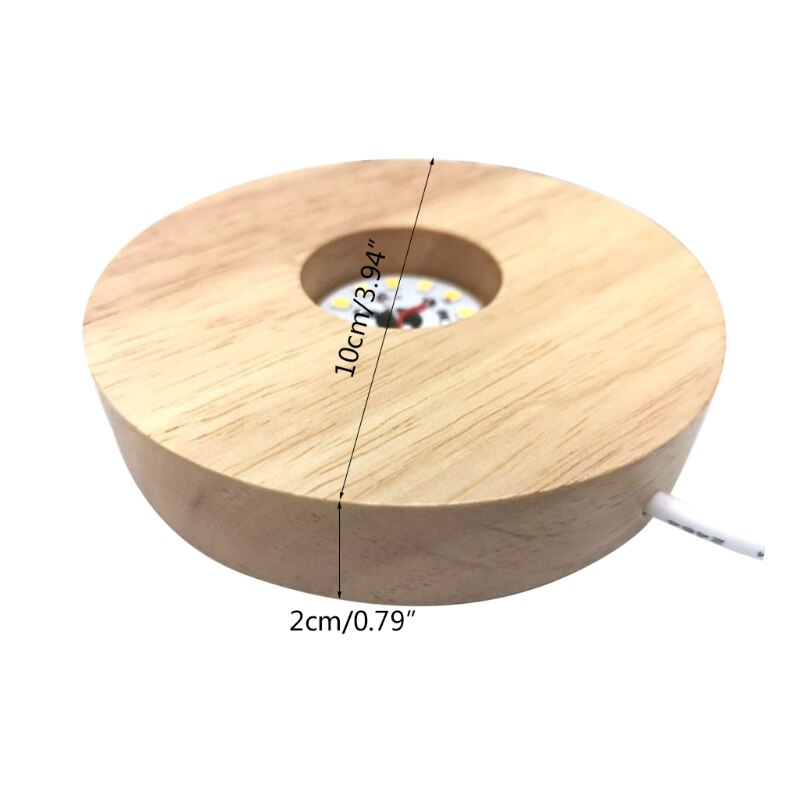 Handgemaakte Houten 3 Kleuren Led Licht 3D Kristallen Glas Hars Art Dispaly Base Stand X6HD