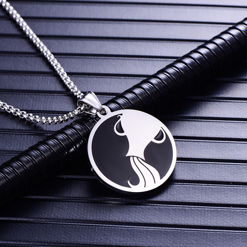 Zodiac sign 12 constellation pendants necklace men stainless steel male accessories simple silver necklace chains