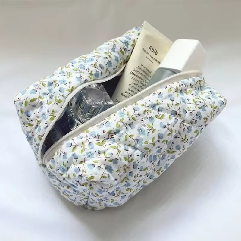 Opbergorganisator Bloemen Gezwollen Gewatteerde Make-up Tas Bloem Gedrukt Cosmetisch Etui Grote Reizen Cosmetische Tas Make-up Accessoire