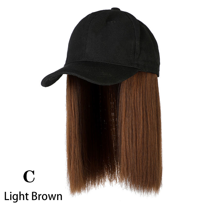 Beanies Hat With Hair Wigs For Women 24 inch Long Straight Hair Synthetic Wig Warm Soft Ski Knitted Autumn Winter Cap: Beige