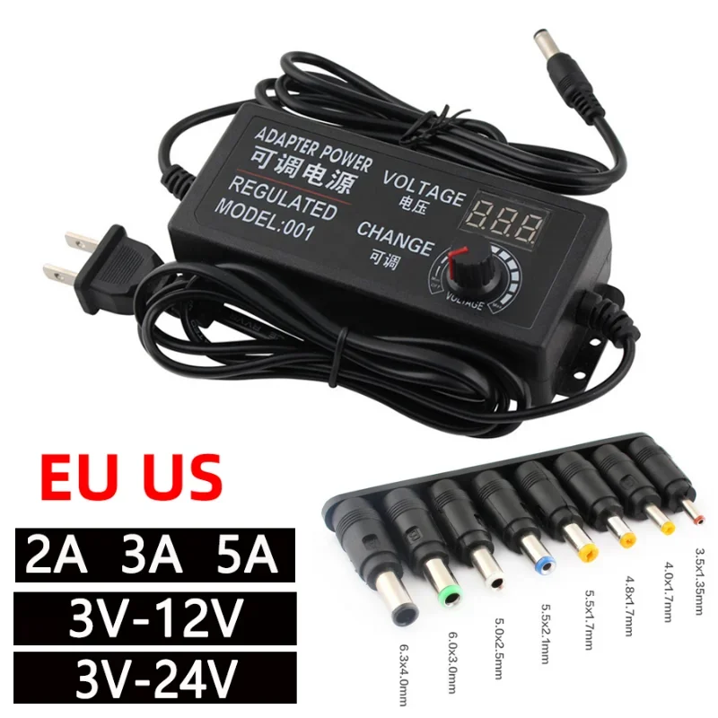 Adjustable Power Supply Adapter AC To DC 3V 12V 3V 24V 9V 24V with Display Screen Voltage Universal Power Adapter