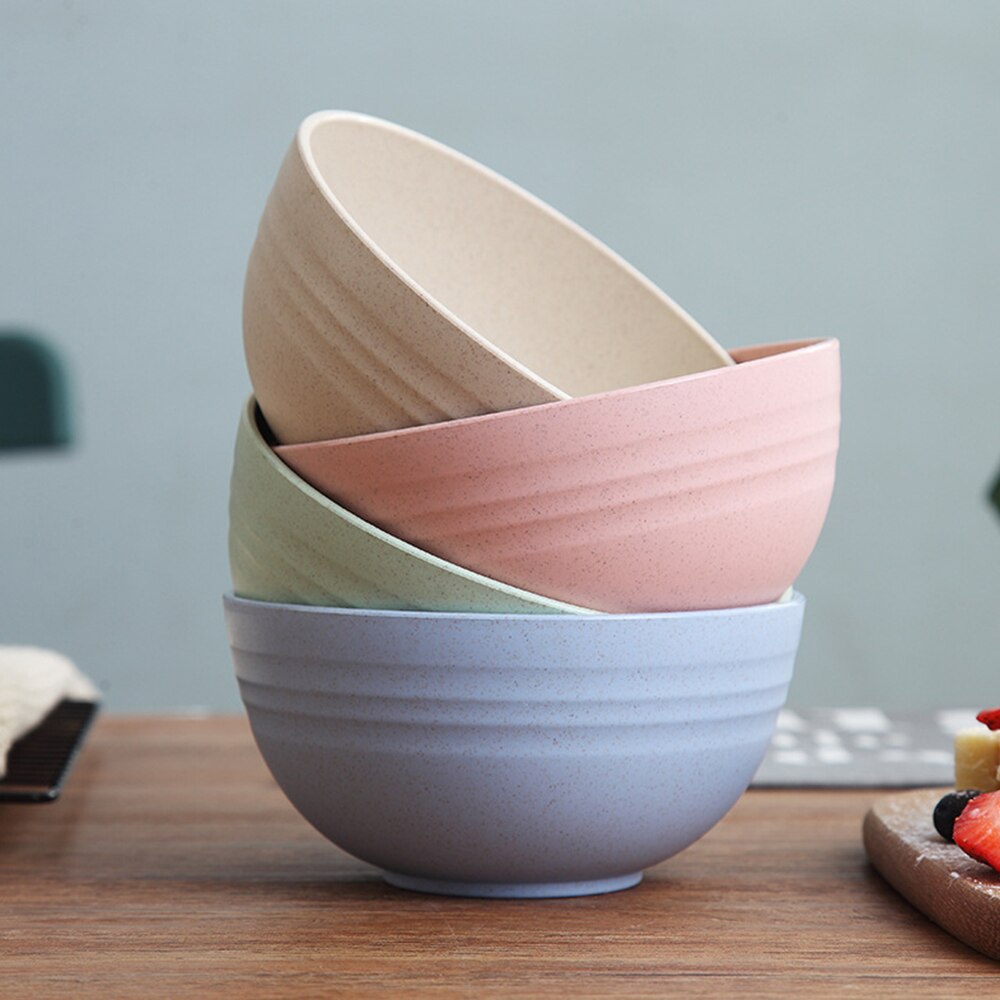 15Cm Lichtgewicht En Afbreekbaar Tarwe Stro Bowls Gezonde Eco-vriendelijke Cereal Bowls Perfect Voor Rijst Soep Fruit Dessert