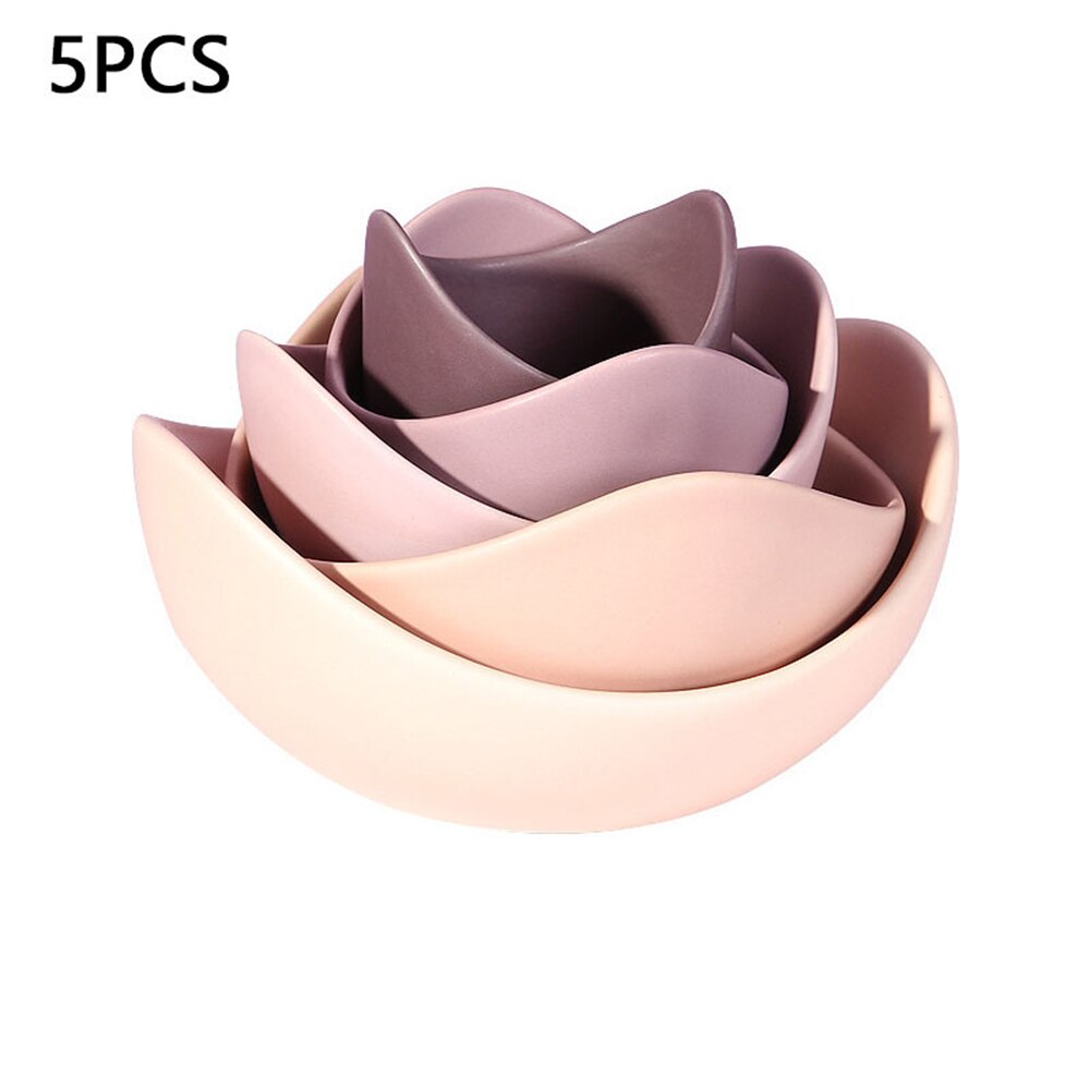 Frugt plade lotus keramiske skål fade og plader sæt hjem dekoration opbevaring fad frugt sæt keramiske fade sæt: Lyserød 5 stk