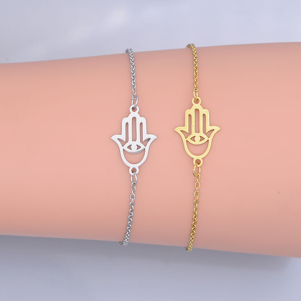 100% Rvs Dainty Hamsa Hand Bedelarmband Voor Vrouwen Verbazingwekkende Oem Sieraden Order Geaccepteerd