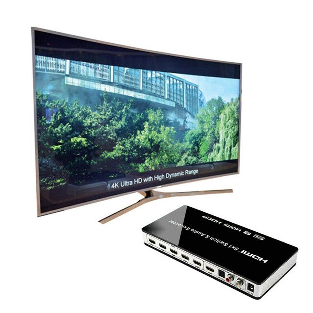 5x1 Converter Home Laptop Video Switcher 3D Office HDMI Audio Extractor Remote Control Power Adapter DVD Arc 4K TV PC