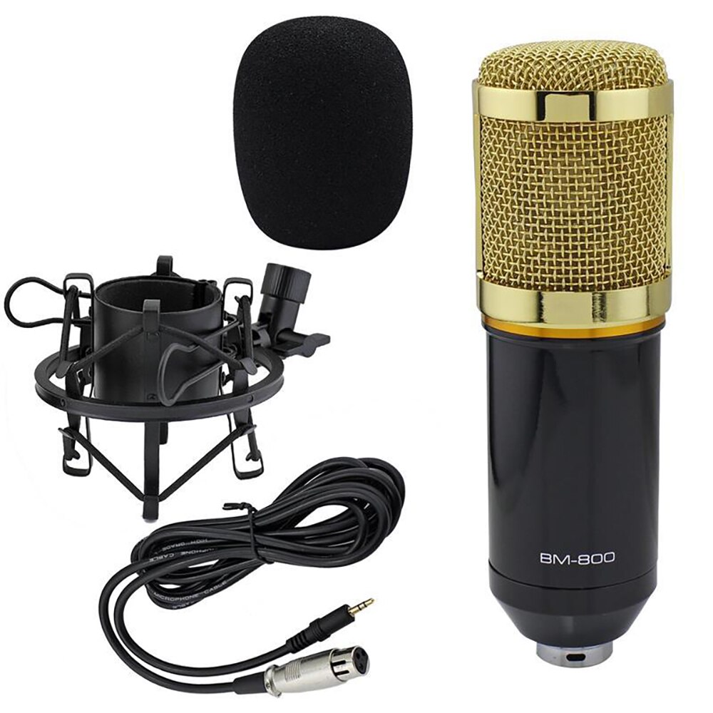 BM-800 Condenser Microphone Gold Ring Set Computer Mobile Phone Live Broadcast Equipment Network K Song: Gold