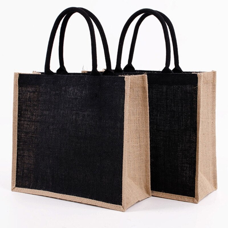 Herbruikbare Jute Tote Bag Eco Vriendelijke Jute Boodschappentassen Voor Winkelen Strand Picknick