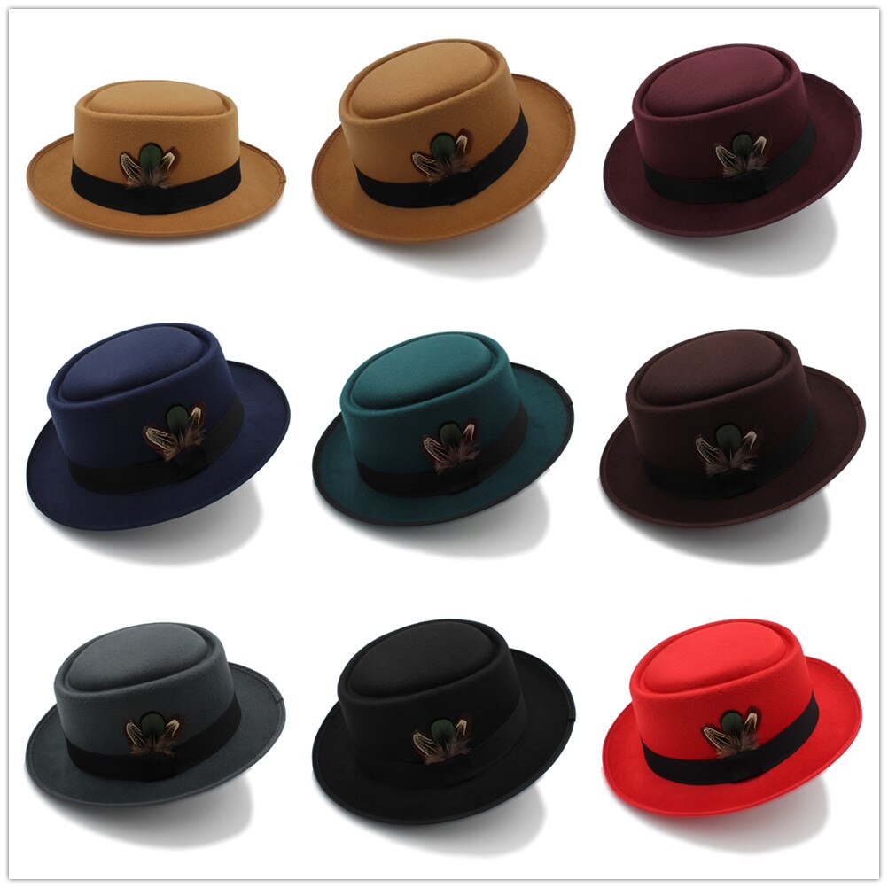 Women Men Autumn Felt Pork Pie Hat for Lad Crushable Hat Fedora Hat Walter Dad Winter Retro Fedora Hat