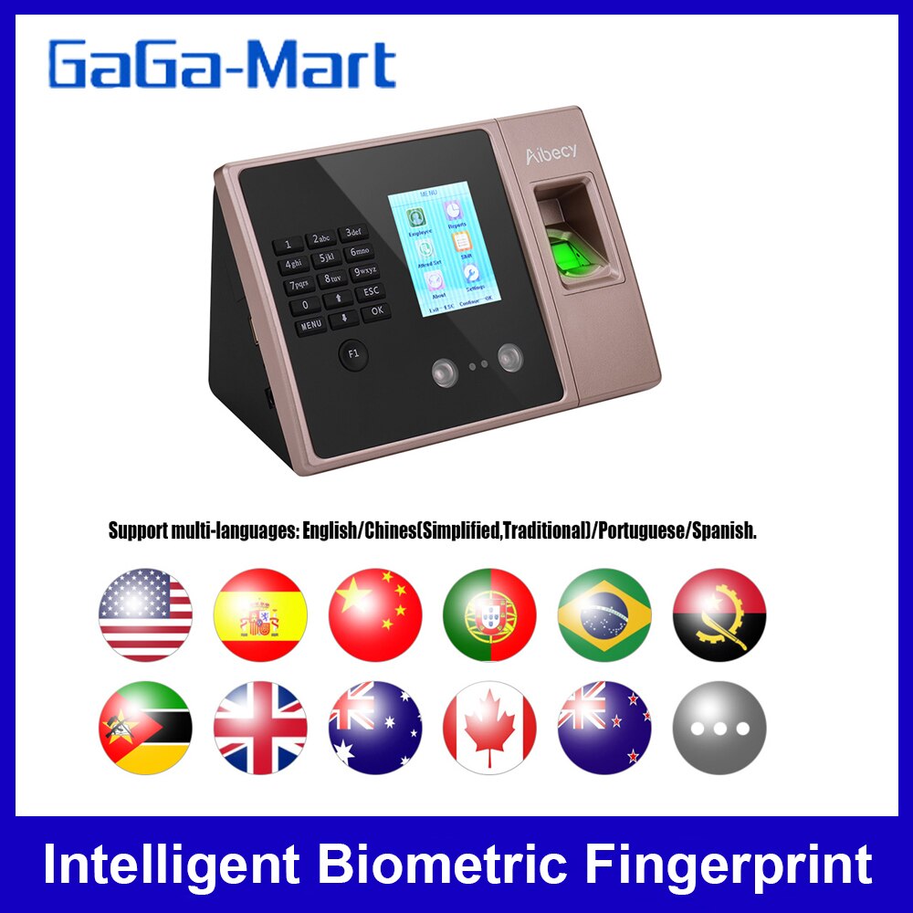 Intelligent Biometric Fingerprint Time Attendance Machine with HD Display Screen Time Clock Face Fingerprint Password Employee