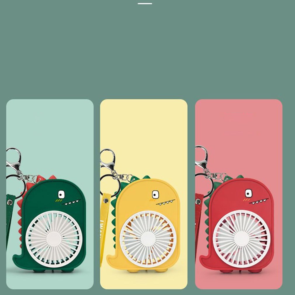 Draagbare Handheld Dinosaurus Fan Bevochtigen Handheld Licht Kleine Slaapzaal Luie Student Netto Cover Fan Anti Skid Platform