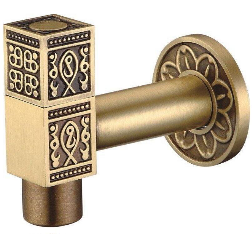 Antique Brass Carved Washing Machine Tap Single Cold Water Laundry Sink Faucet: SMT073-S