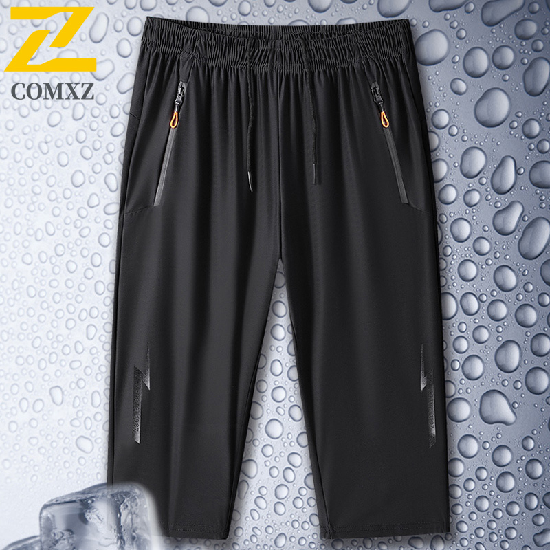 Sommer afslappede shorts herre størrelse s 8xl afslappet issilke stretch behagelig capribukser herre gym jogging snøre joggingbukser