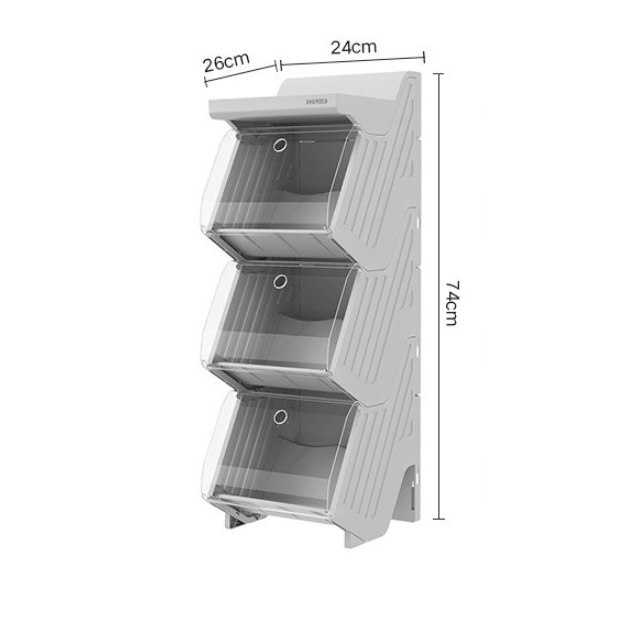 CellDeal Large Thick Plastic Shoe Box Detachable Folding Shoe Boxes Storage Shoe Cabinet Shoe Storage Shoe Organizer Shoe Rack: Gray 3 Layers