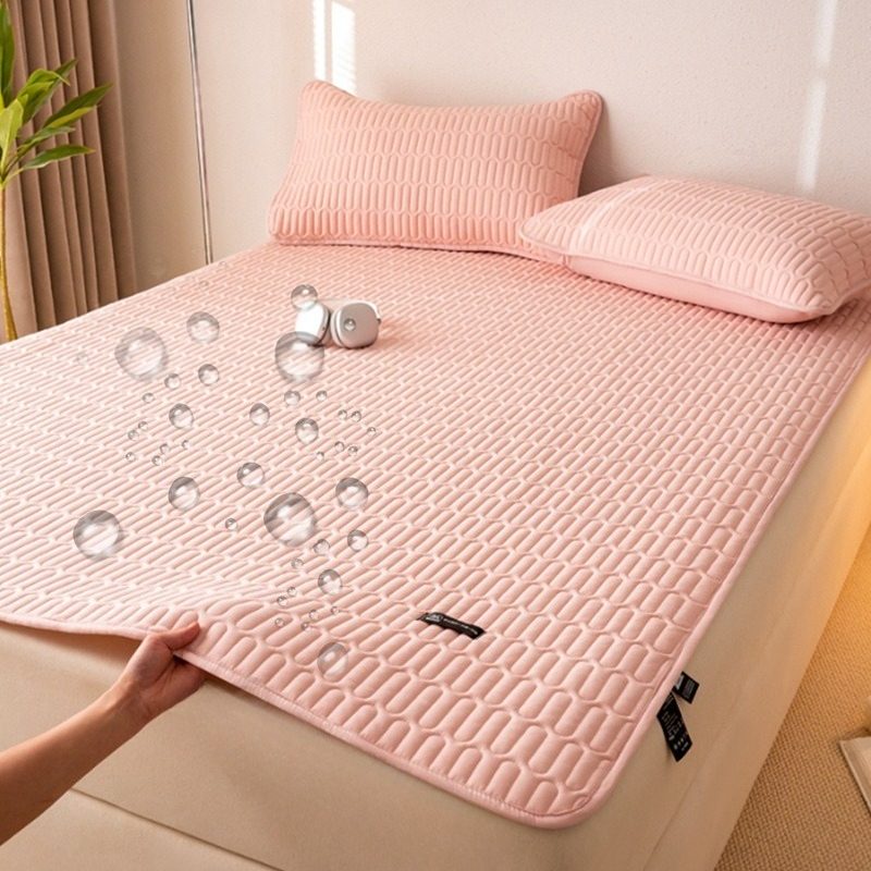 Vanntett madrassbeskytter sengetøy vattert overmadrass med elastisk bånd mykt beskyttende sengeteppe bettlaken 200 x 220