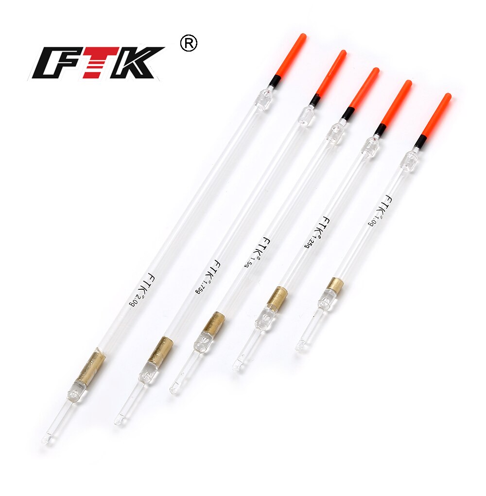 Ftk fiskeflöte 10 st/lot nylon plastflotta 1.0g/1.25g/1.5g/1.75g/2.0g kristallplast fiskeflottar tubset fiskeredskap