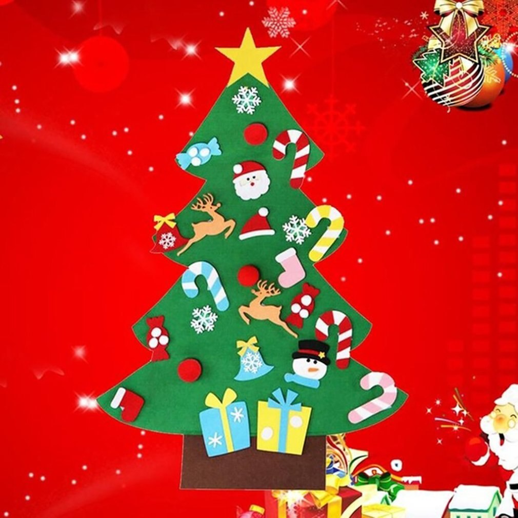Décoration de noël enfants fait main sapin de noël à monter soi-même feutre tissu matériel petits ornements colorés