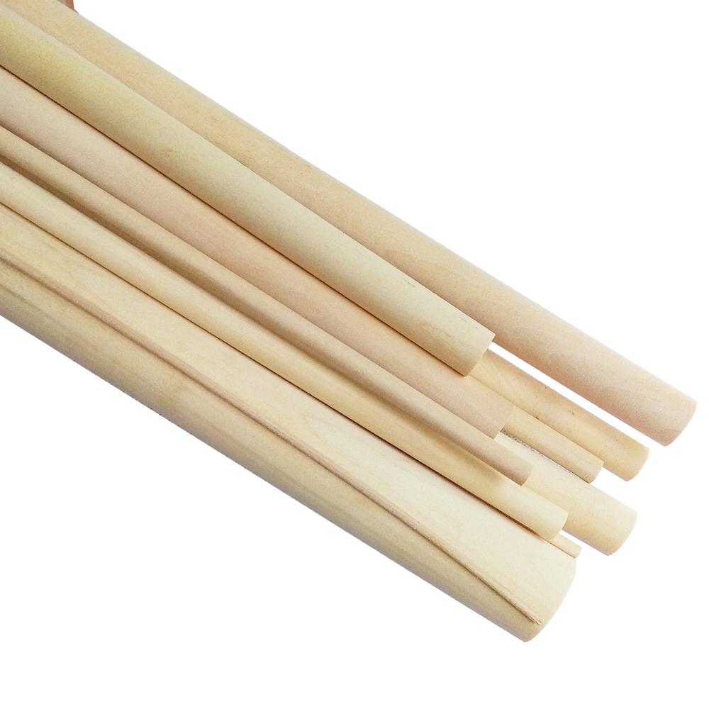 Tiges en bois rondes de 5-50mm bâtons cylindre de cheville en bois Durable de supérieure 300mm-longueur pour l'artisanat de bricolage