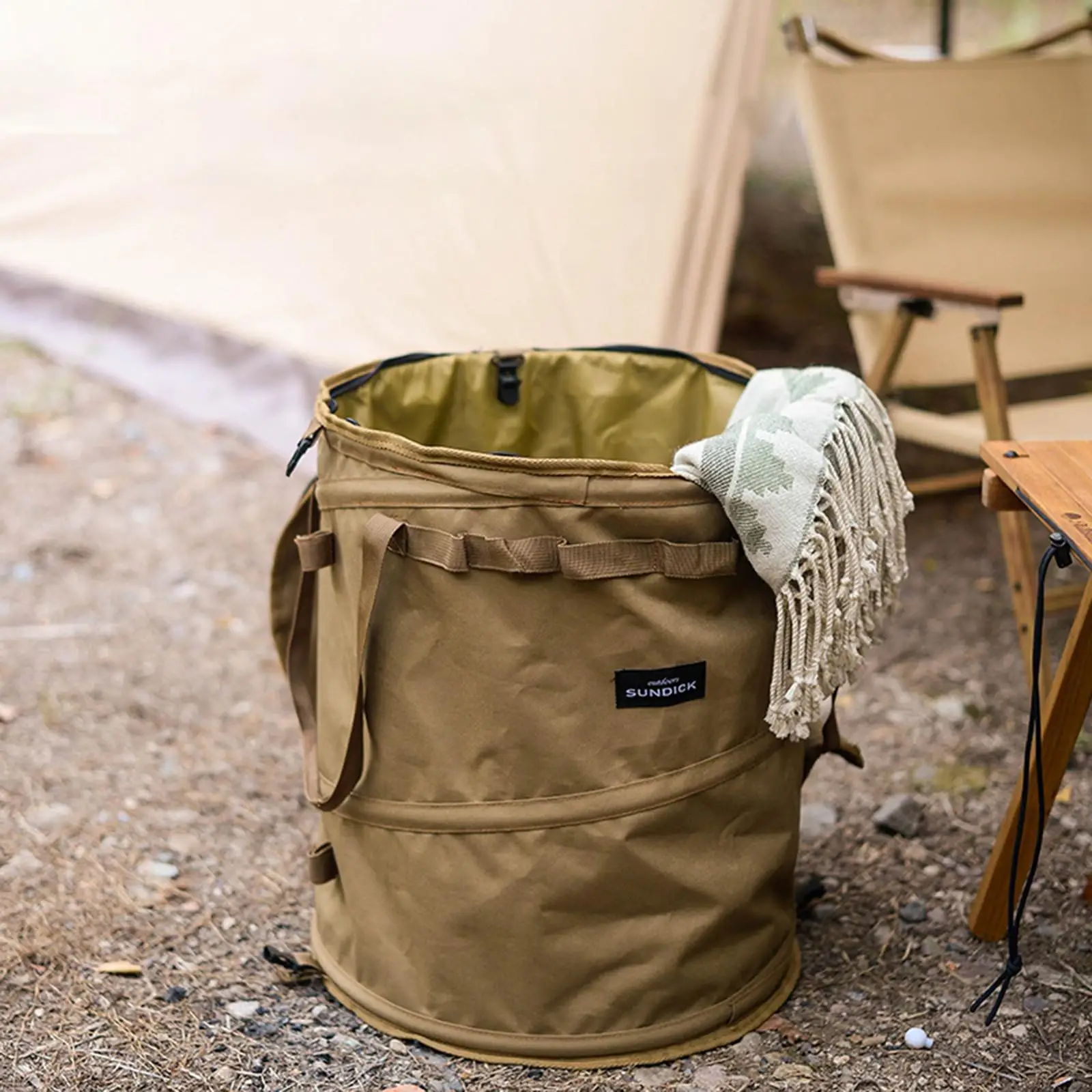 Camping-Mülleimer, zusammenklappbar, tragbar, mit Reißverschluss-Deckel, wiederverwendbarer Korb für schmutzige Kleidung, Recycling-Mülleimer für Camping, Recycling, Picknick