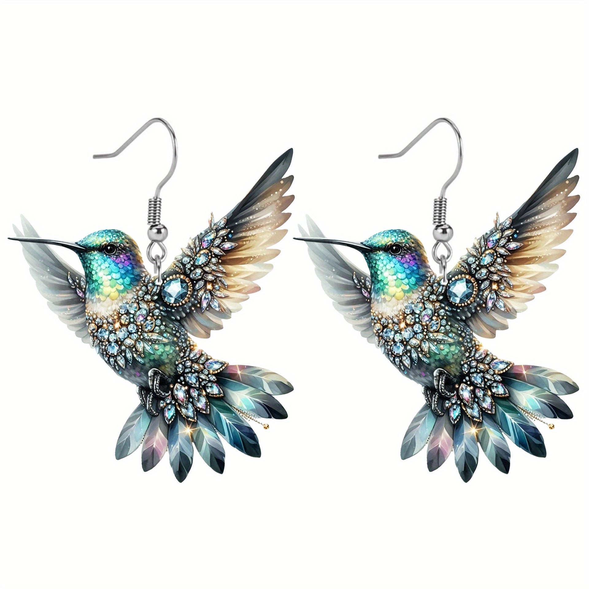 2D Acrylic Hummingbird Earrings Cute Bird Shape Earrings For Women Girls Ear Charms Dangle Jewelry Accessory: BRONZE