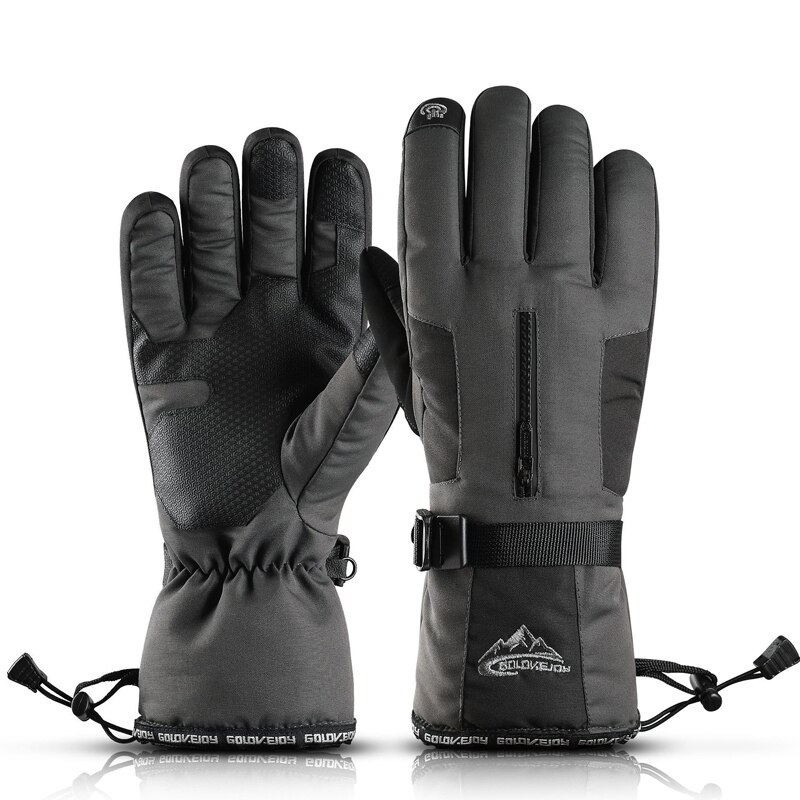 Vinter mænd kvinder skihandsker  -30 °c vindtætte vandtætte fleece termohandsker med touchscreen funktion snescooter handsker sne: Grå / Xl