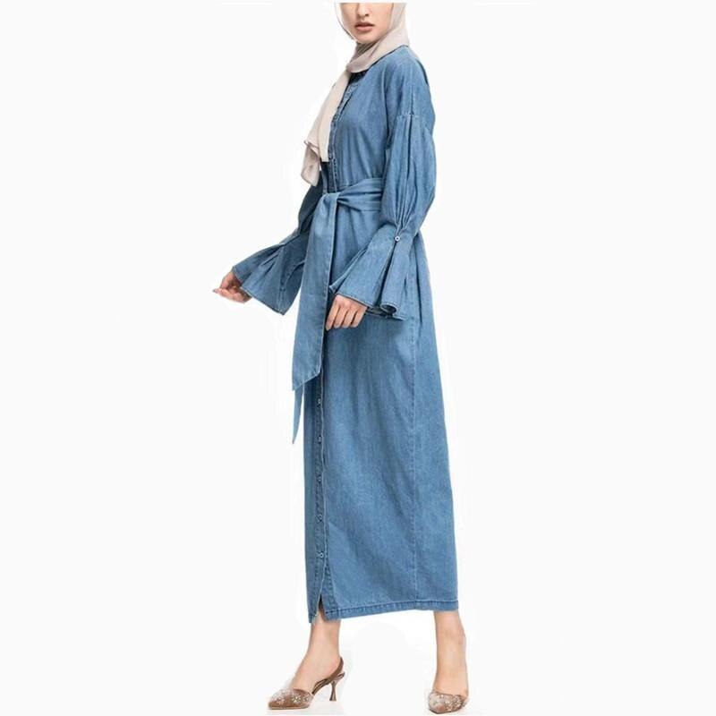 Denim Kaftan Dubai Abaya Kimono Muslim Hijab Dress Abayas For Women Robe Caftan Marocain Qatar Turkish Elbise Islamic Clothing