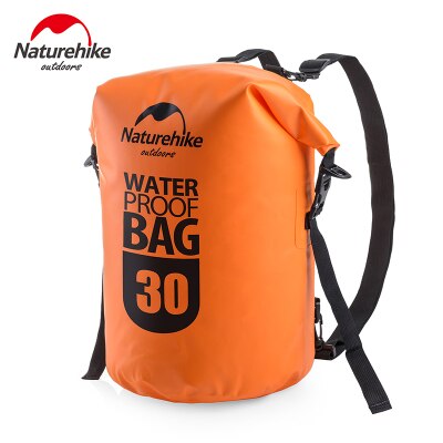 Naturehike Waterproof Backpack 2 Shoulder Straps Ocean Pack Outdoor Beach Swimming Storage Bag Camping Drifting Kayak Dry Bag: 30L Orange